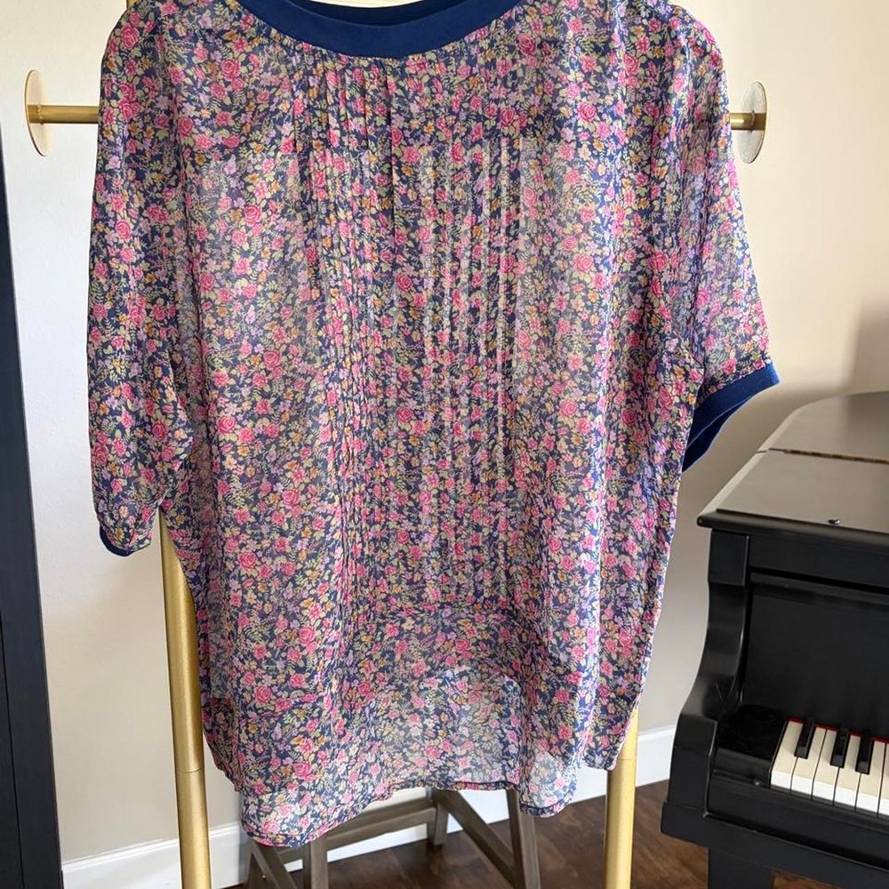 Silk pleated top dainty floral cottage coquette euro fairy festival